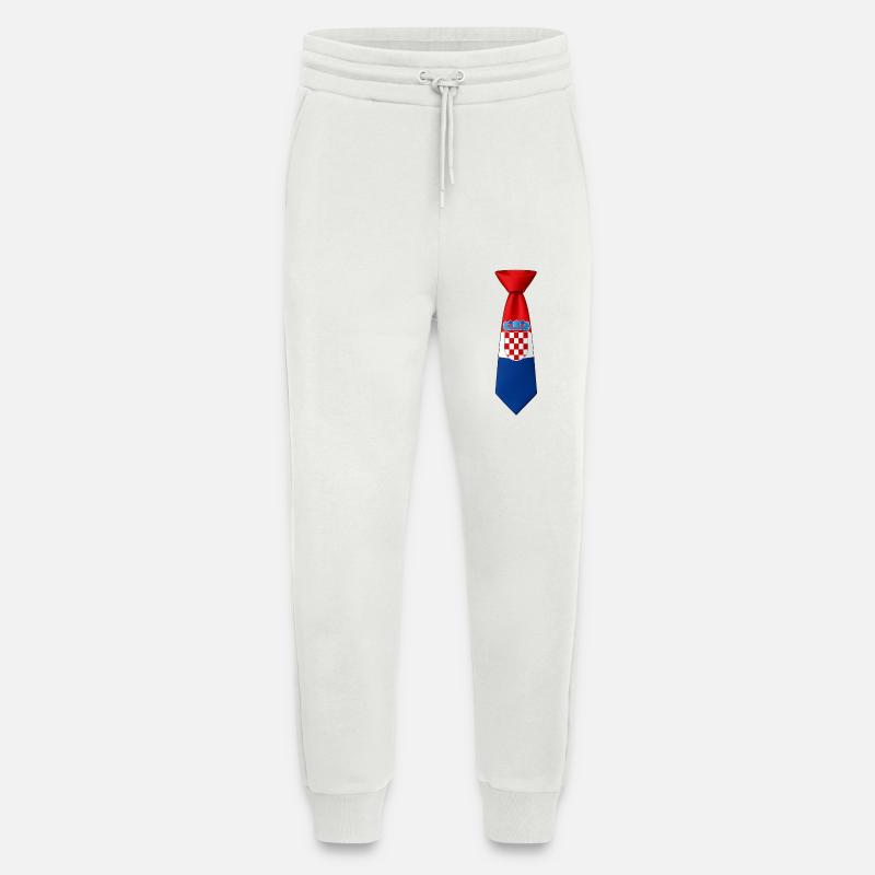 Croatie cravate – Conception du drapeau - Pantalon de jogging bio décontracté fabriqué en UE - OFF WHITE