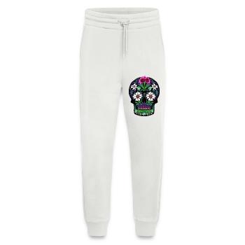 Floral Sugar Skull | Mexican Day of the Dead  - Jogging Pants - made by SPREAD  - OFF WHITE - Front