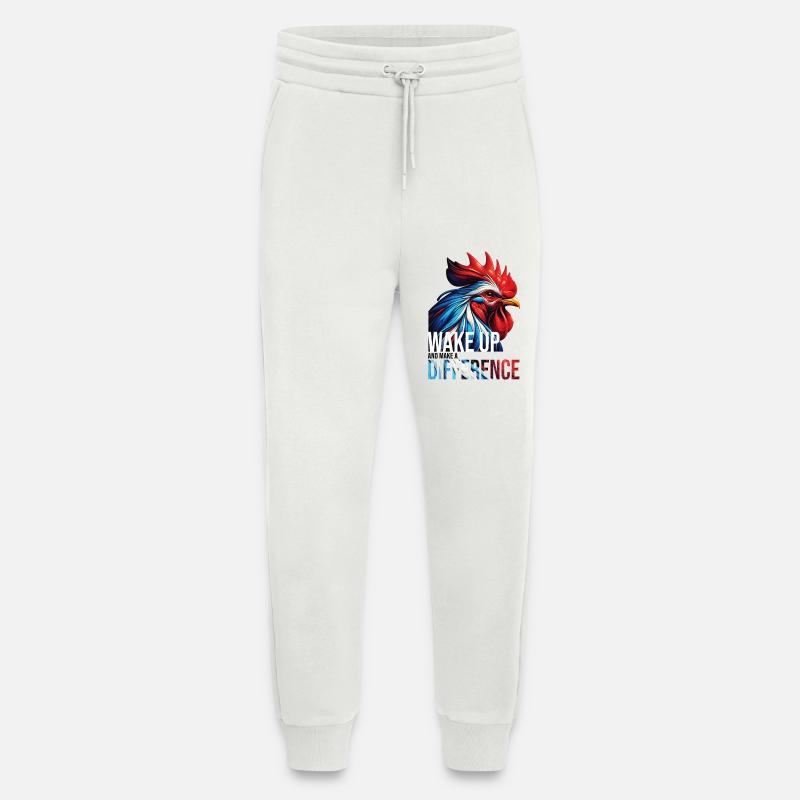 RÉVEILLEZ-VOUS ET FAITES UNE DIFFÉRENCE - Pantalon de jogging bio décontracté fabriqué en UE - OFF WHITE