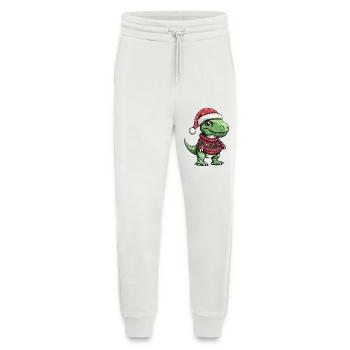 Noël de Noël T-Rex Dinosaure - Pantalon de jogging bio décontracté fabriqué en UE - OFF WHITE - Devant