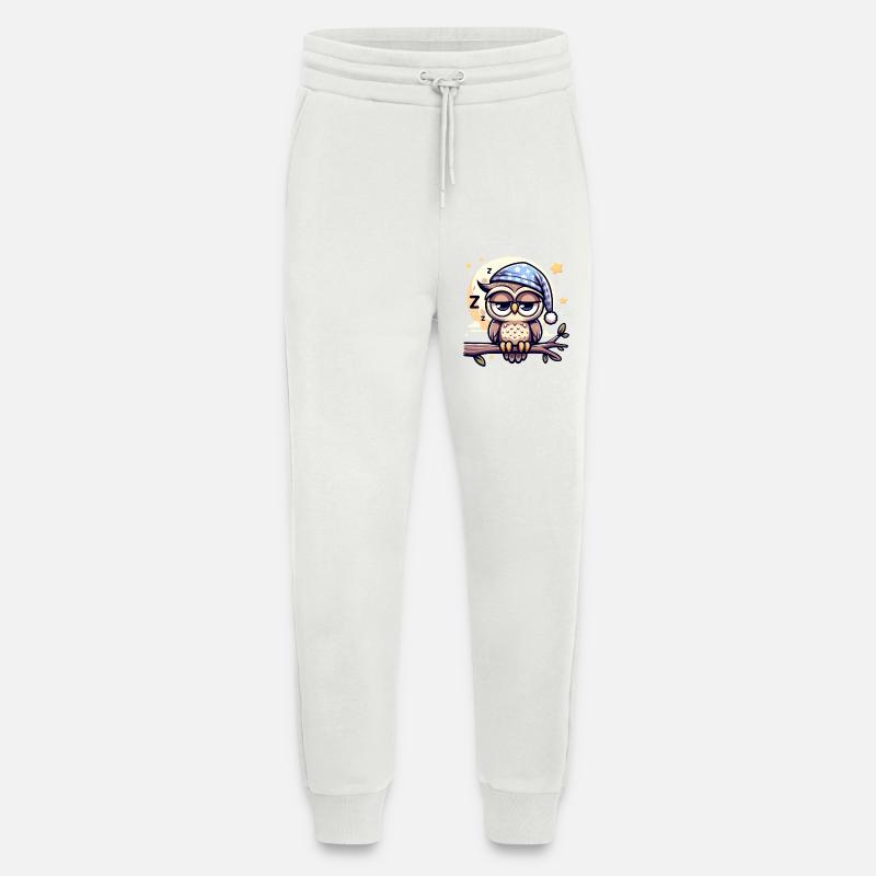Eule Schlummertrunk Schlafeule Vollmond - Jogginghose - made by SPREAD - OFF WHITE