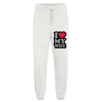I love my wife - J'aime ma femme - Pantalon de jogging bio décontracté fabriqué en UE - OFF WHITE - Devant
