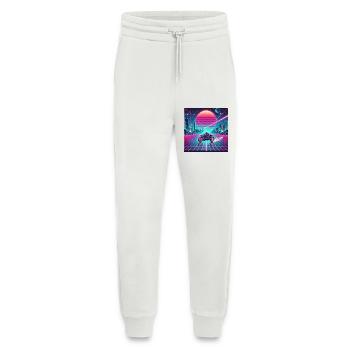 Neon Grid Odyssey – Synthwave trifft Tron Legacy - Jogginghose - made by SPREAD - OFF WHITE - Vorne