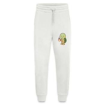 Tortue avec une tasse de café (à gauche) - Pantalon de jogging bio décontracté fabriqué en UE - OFF WHITE - Devant