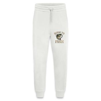 Born to Fish – Fisherman's Design with Fish & Hook - Jogging Pants - made by SPREAD  - OFF WHITE - Front