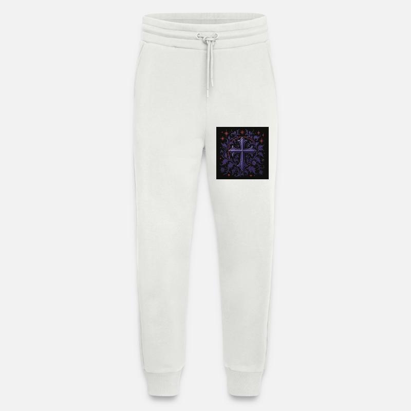Lavendel Gothic Kreuz Blumendesign - Jogginghose - made by SPREAD - OFF WHITE