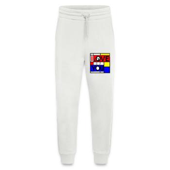 L’amour abstrait et vous Design géométrique - Pantalon de jogging bio décontracté fabriqué en UE - OFF WHITE - Devant