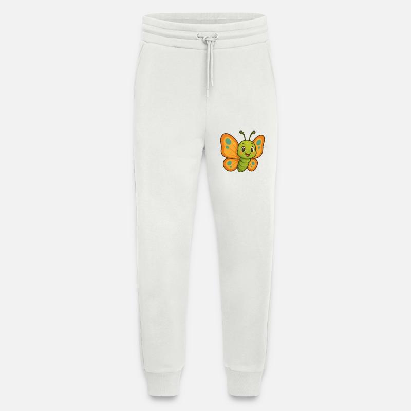 Conception de dessin animé papillon - Pantalon de jogging bio décontracté fabriqué en UE - OFF WHITE