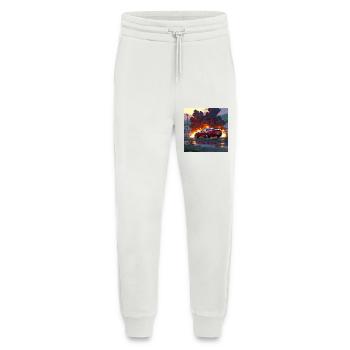 Red Sports Car Amid Urban Firestorm - Jogging Pants - made by SPREAD  - OFF WHITE - Front
