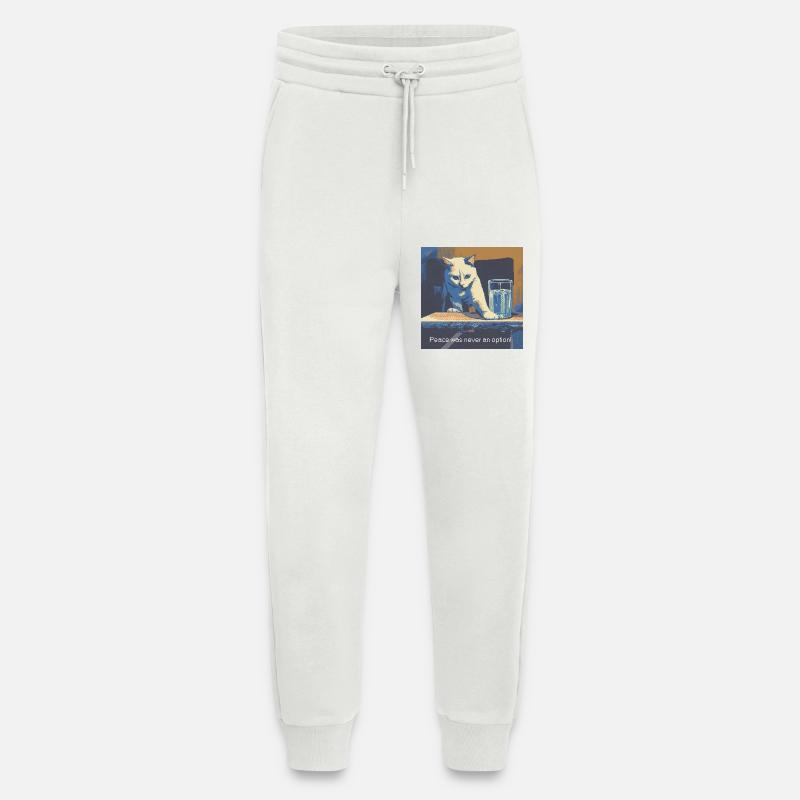 Katzenmotiv mit Friedensbotschaft - Jogginghose - made by SPREAD - OFF WHITE