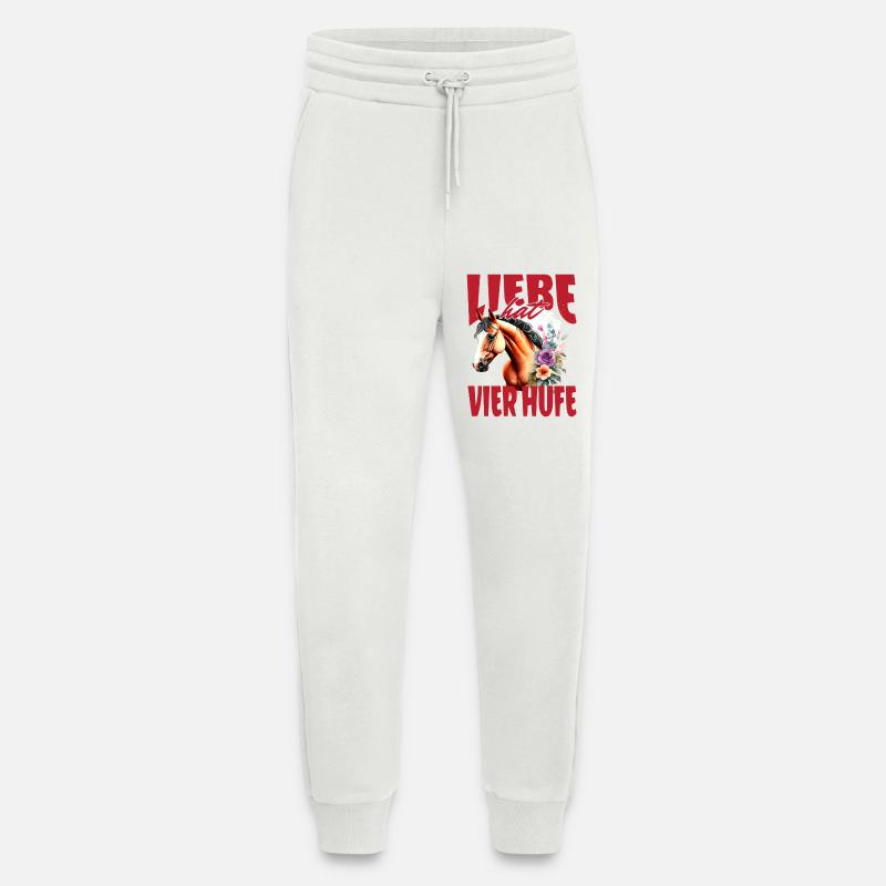 Romantisches Pferde Design mit Blumenmotiv - Jogginghose - made by SPREAD - OFF WHITE
