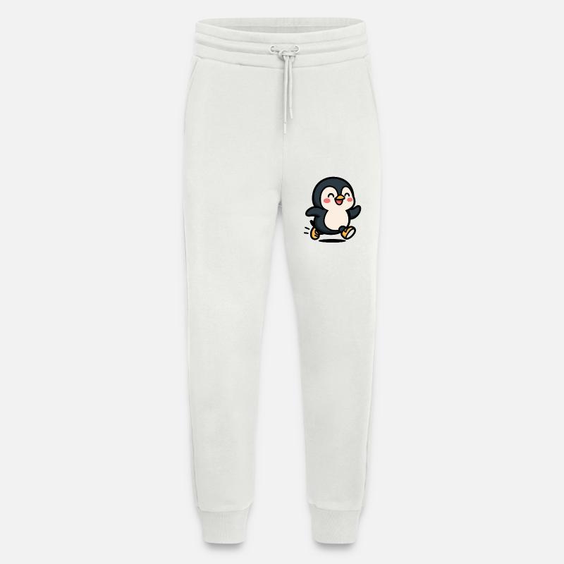 Pinguin in Bewegung: Fröhlicher Sprung - Jogginghose - made by SPREAD - OFF WHITE