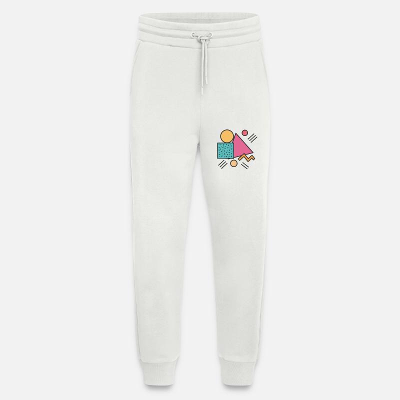 Rétro Geometry - Pantalon de jogging bio décontracté fabriqué en UE - OFF WHITE