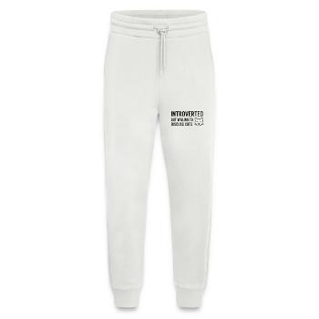 Introverti mais prêt à discuter des chats - Pantalon de jogging bio décontracté fabriqué en UE - OFF WHITE - Devant