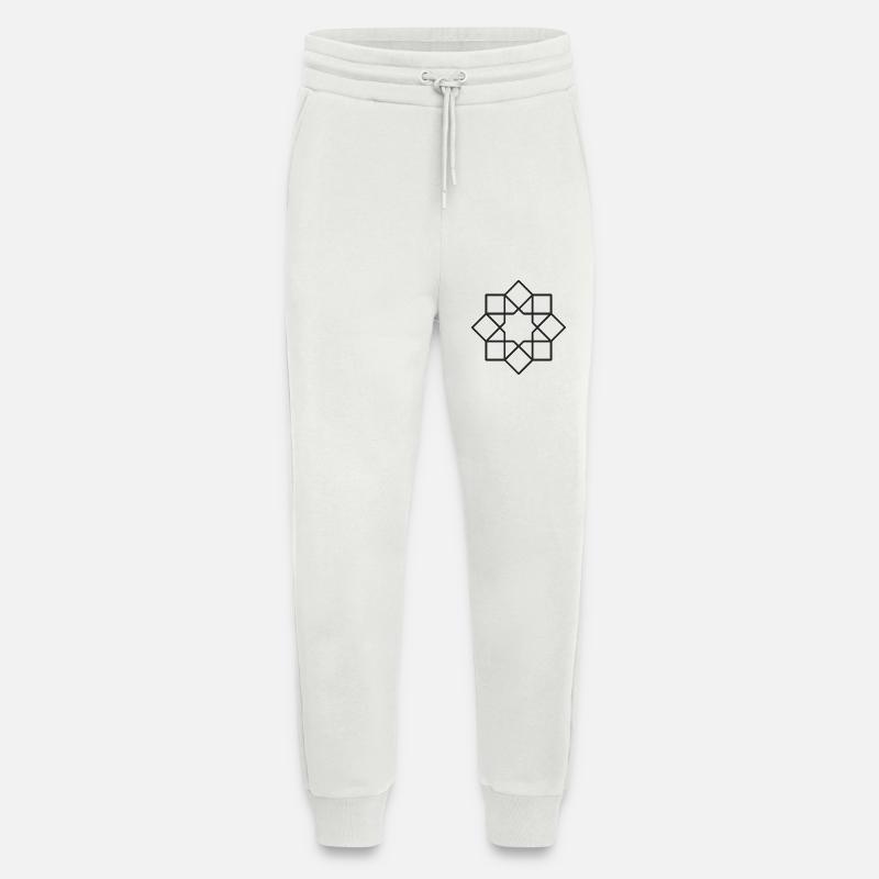 Geometric Square Star Circle Pattern - Jogging Pants - made by SPREAD  - OFF WHITE