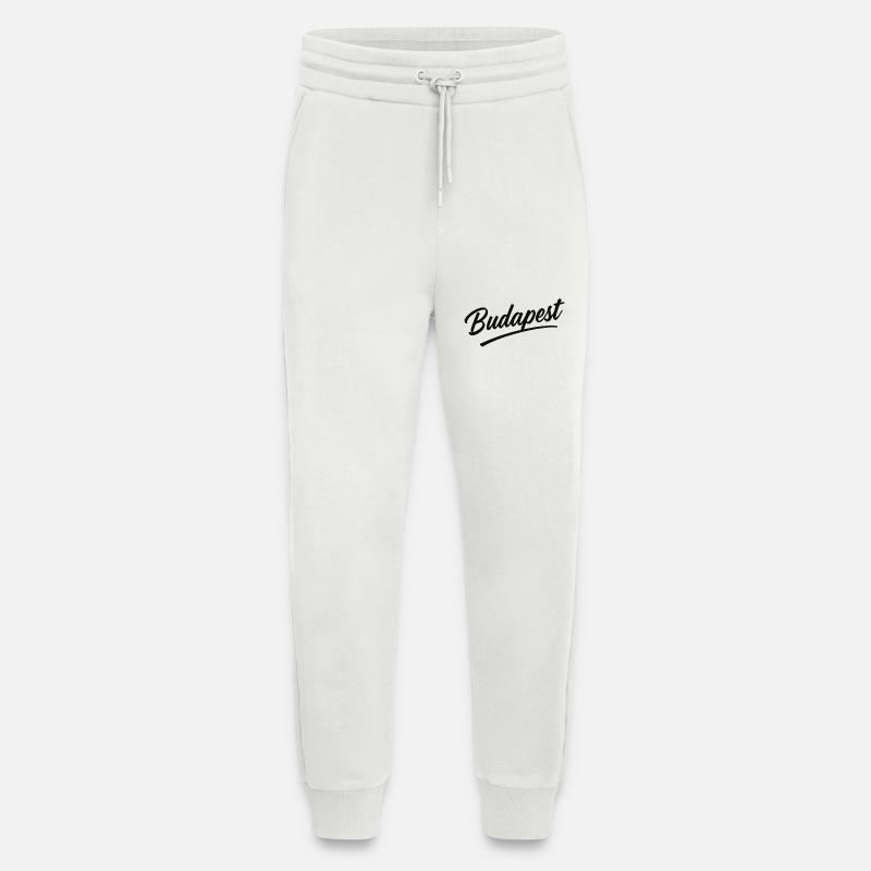 Budapest Script Lettering Travel Souvenir - Jogging Pants - made by SPREAD  - OFF WHITE