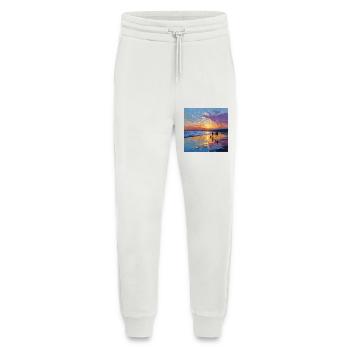 Coucher de soleil sur la mer - Pantalon de jogging bio décontracté fabriqué en UE - OFF WHITE - Devant