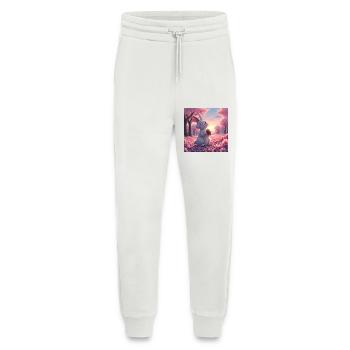 dessin manga d'un mignon lapin - Pantalon de jogging bio décontracté fabriqué en UE - OFF WHITE - Devant