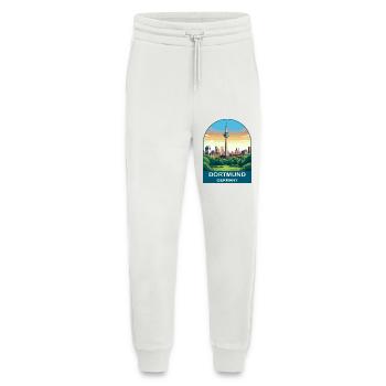 Dortmund, Allemagne, Skyline Vintage Travel Art - Pantalon de jogging bio décontracté fabriqué en UE - OFF WHITE - Devant