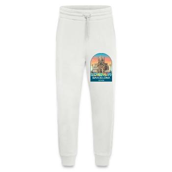 Affiche de voyage vintage de Barcelone, Espagne - Pantalon de jogging bio décontracté fabriqué en UE - OFF WHITE - Devant