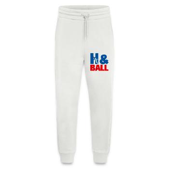 Graphismes sportifs de handball H&Ball - Pantalon de jogging bio décontracté fabriqué en UE - OFF WHITE - Devant