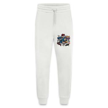 Graffiti pour la paix mondiale : se joindre les mains - Pantalon de jogging bio décontracté fabriqué en UE - OFF WHITE - Devant