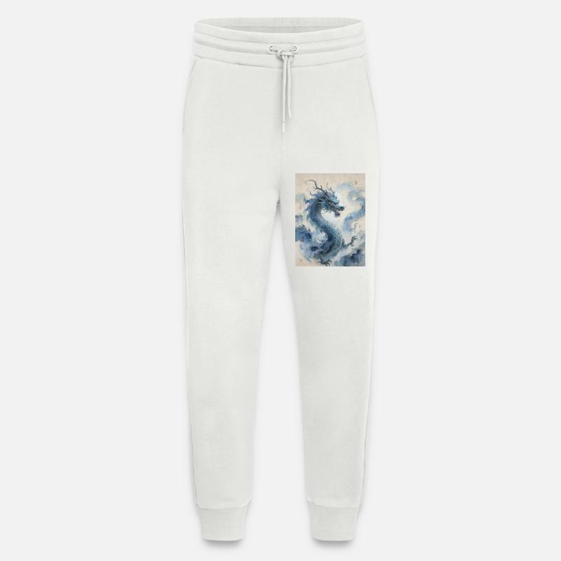 L'Apothéose Céleste : Dragon Bleu – Infinité - Pantalon de jogging bio décontracté fabriqué en UE - OFF WHITE