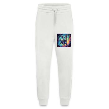 Neonfarbiger Hund im Farbwirbel - Jogginghose - made by SPREAD - OFF WHITE - Vorne