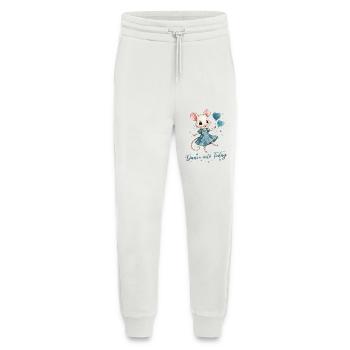 Souris dansante avec des ballons en forme de cœur - Pantalon de jogging bio décontracté fabriqué en UE - OFF WHITE - Devant