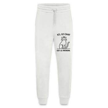  Ici Le Chat Est Le Patron - Pantalon de jogging bio décontracté fabriqué en UE - OFF WHITE - Devant