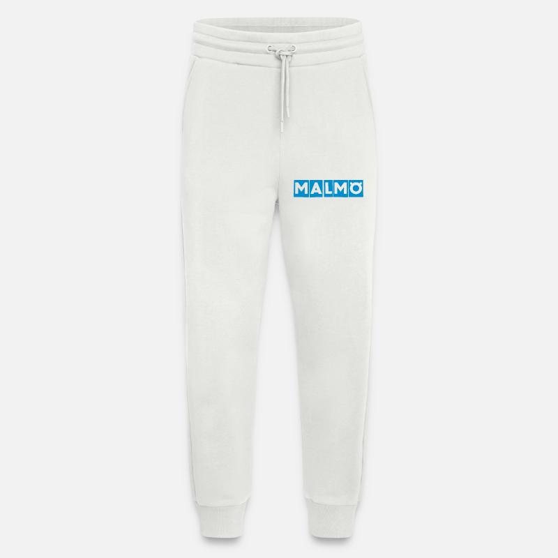 Malmö – Conception de texte bleu - Pantalon de jogging bio décontracté fabriqué en UE - OFF WHITE