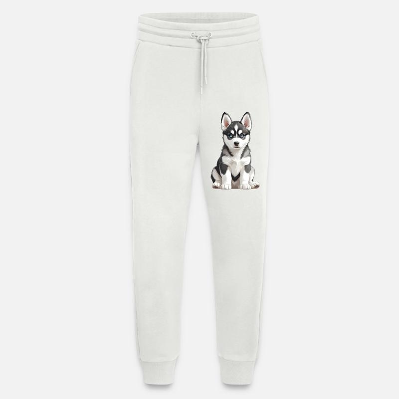Illustration eines jungen dunkelgrauen Husky-Welpen - Jogginghose - made by SPREAD - OFF WHITE