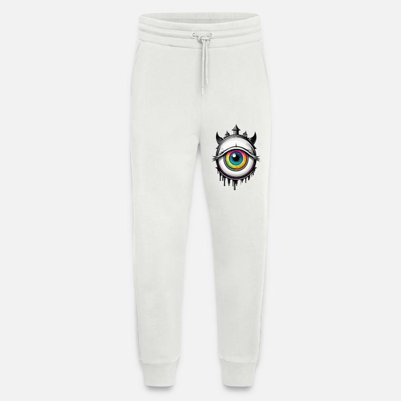 Oeil avec cornes - Pantalon de jogging bio décontracté fabriqué en UE - OFF WHITE