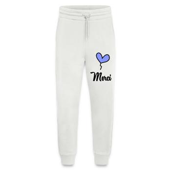 MERCI. THANKS. ANNIVERSAIRE. NAISSANCE. RETRAITE. - Pantalon de jogging bio décontracté fabriqué en UE - OFF WHITE - Devant