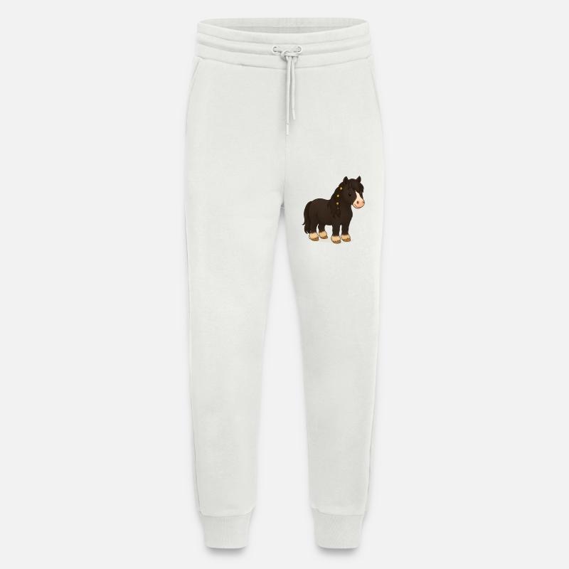 Schwarze Tinker Stute Katy mit Blumenbraid - Jogginghose - made by SPREAD - OFF WHITE