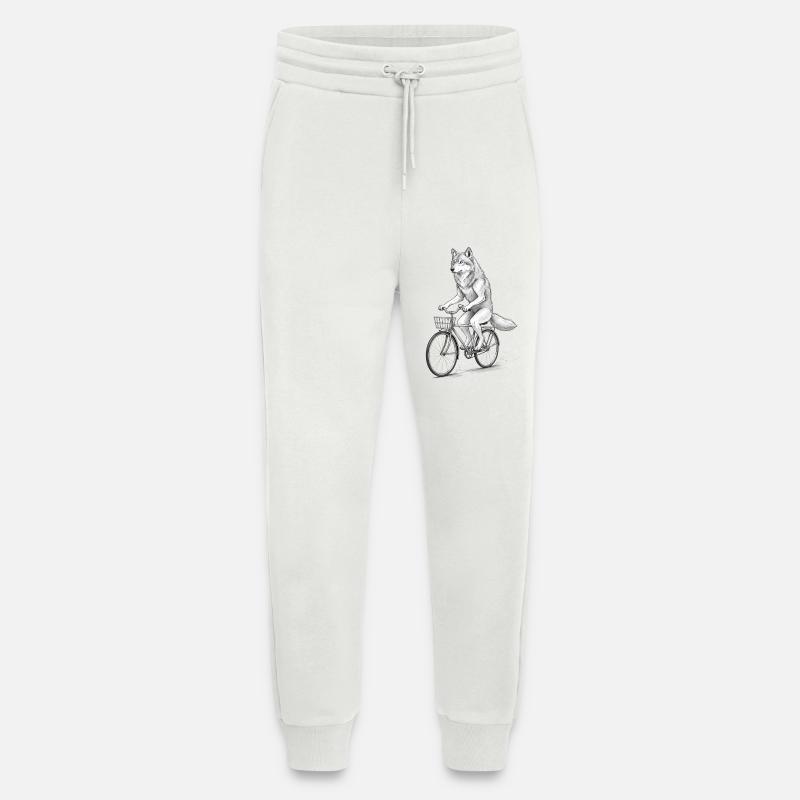Wolf Cyclist on Bike - Jogging Pants - made by SPREAD  - OFF WHITE