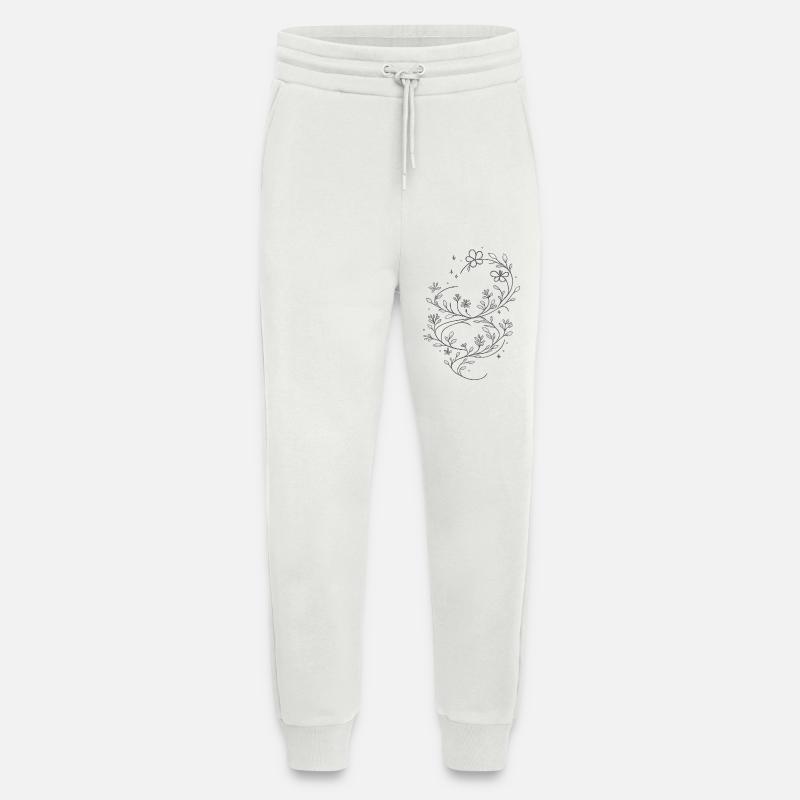 Silberne Blütenranke - Jogginghose - made by SPREAD - OFF WHITE