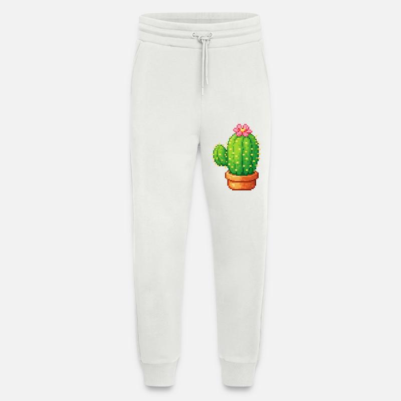 Pixelkaktus mit Blüte - Jogginghose - made by SPREAD - OFF WHITE
