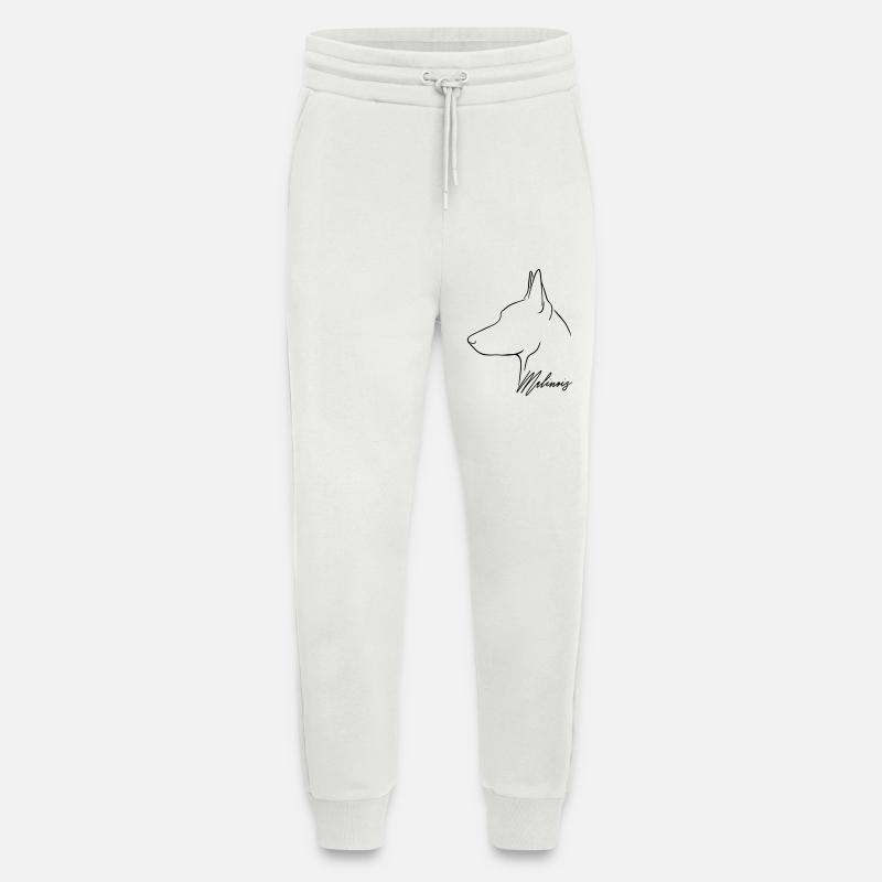 Belgian MALINOIS Chien chien Wilsigns - Pantalon de jogging bio décontracté fabriqué en UE - OFF WHITE