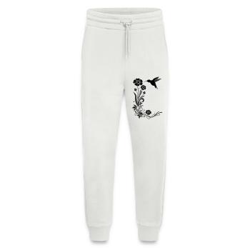 Floral motif with flowers and hummingbird. - Jogging Pants - made by SPREAD  - OFF WHITE - Front