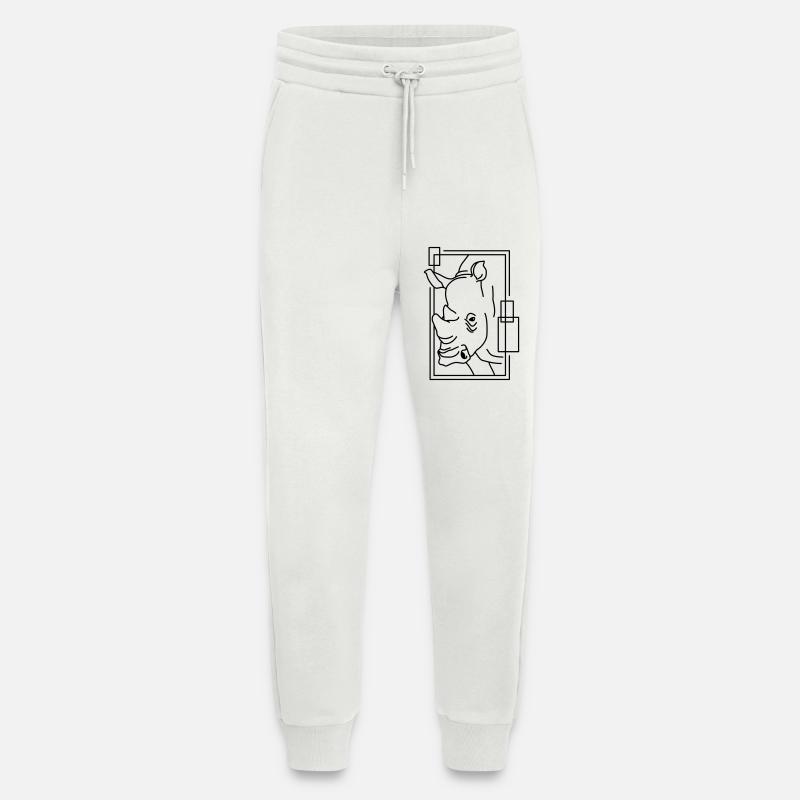 Nashorn im geometrischen Design - Jogginghose - made by SPREAD - OFF WHITE