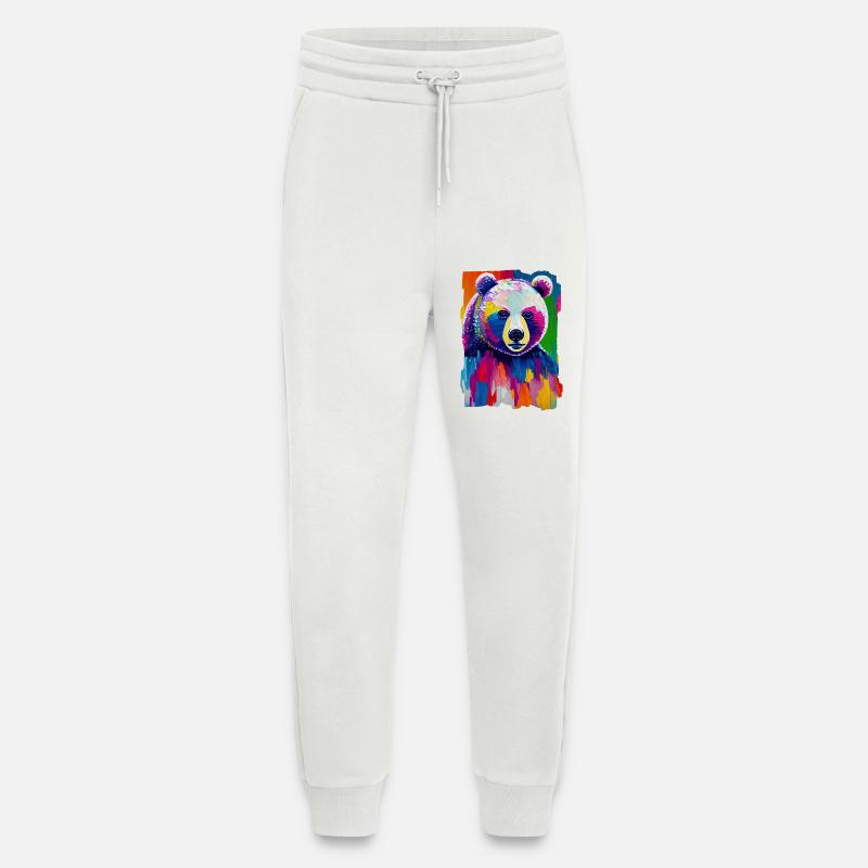 Multicolored painting Bear portrait - Jogging Pants - made by SPREAD  - OFF WHITE