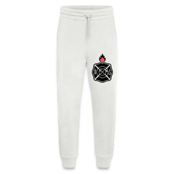 Fire Brigade Emblem | Florian Cross with Heart - Jogging Pants - made by SPREAD  - OFF WHITE - Front