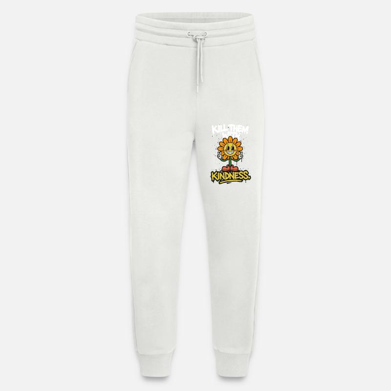 Tuez-les avec gentillesse – souriez simplement - Pantalon de jogging bio décontracté fabriqué en UE - OFF WHITE