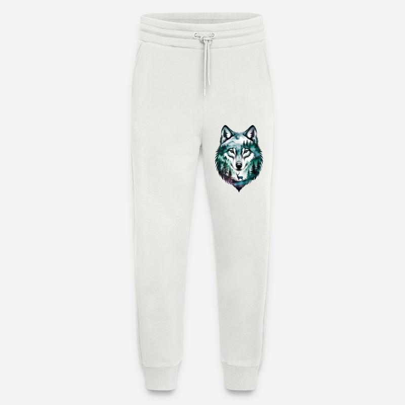 Wolf-Silhouette – Motivations-Wolf-Logo - Jogginghose - made by SPREAD - OFF WHITE