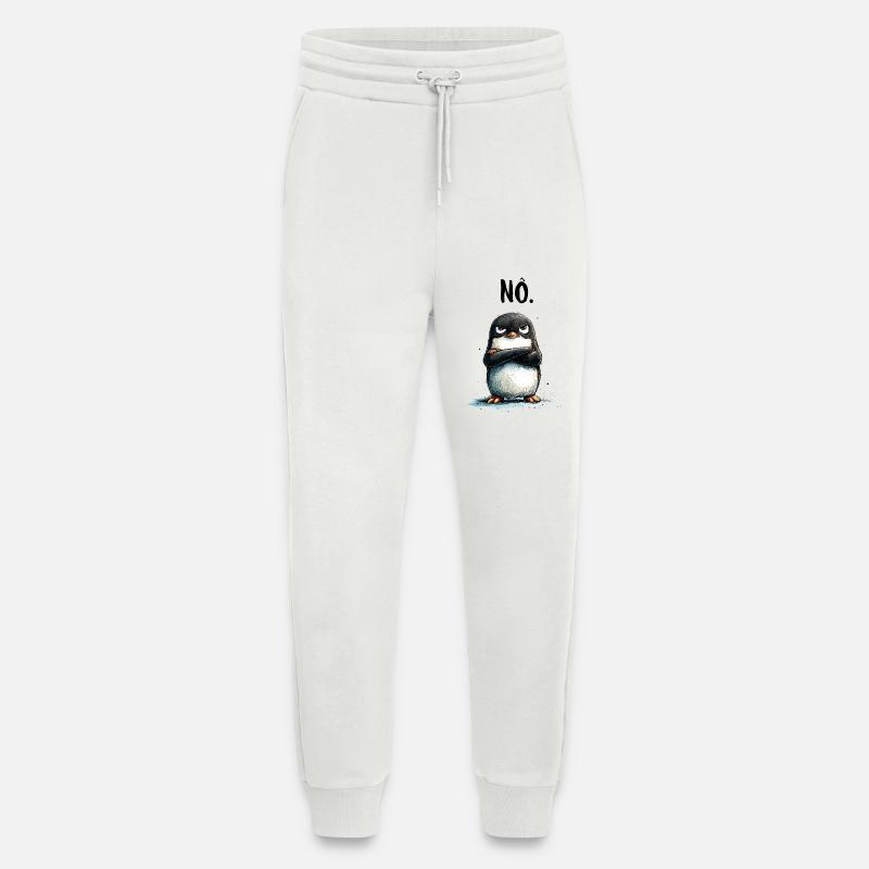 Grumpy Penguin Nope Statement Motif - Jogging Pants - made by SPREAD  - OFF WHITE