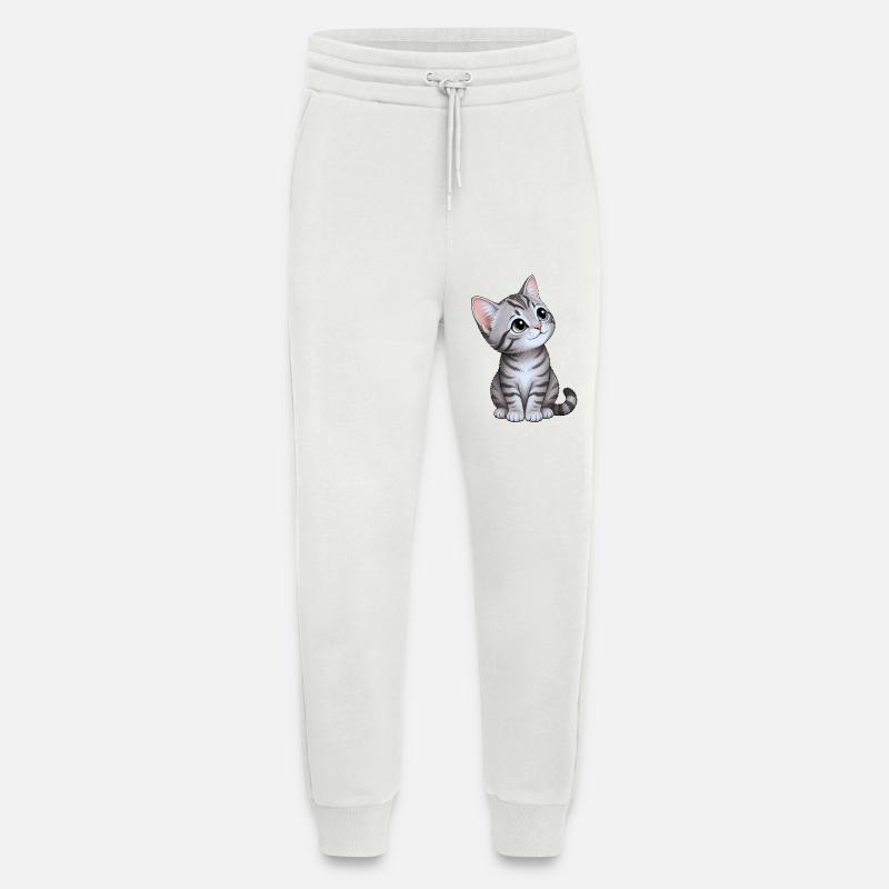 chaton mignon - Pantalon de jogging bio décontracté fabriqué en UE - OFF WHITE