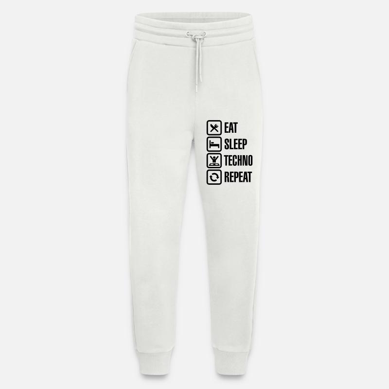 Eat Sleep Techno Repeat - Jogging Pants - made by SPREAD  - OFF WHITE