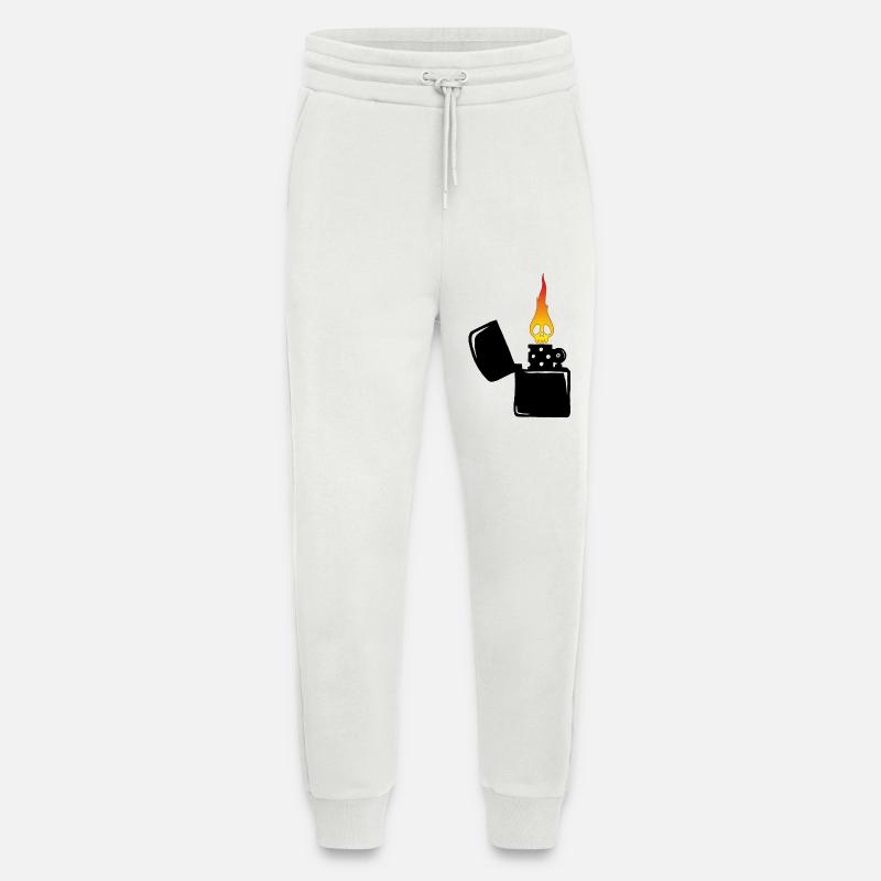 flaming skull and black lighter - Jogging Pants - made by SPREAD  - OFF WHITE