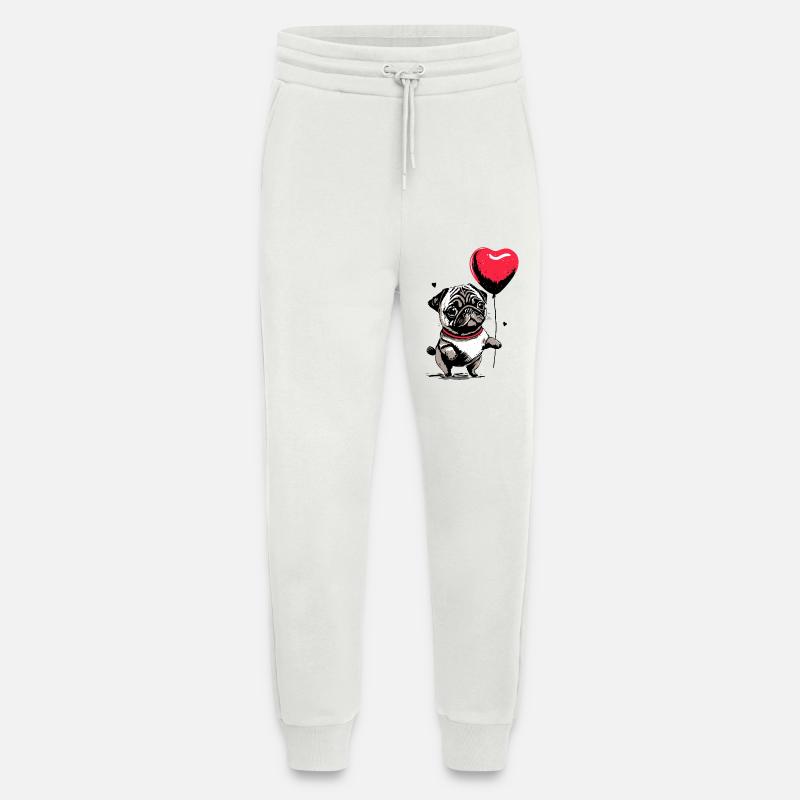 Mops mit Herz Luftballon - Heartful Creatures - Jogginghose - made by SPREAD - OFF WHITE